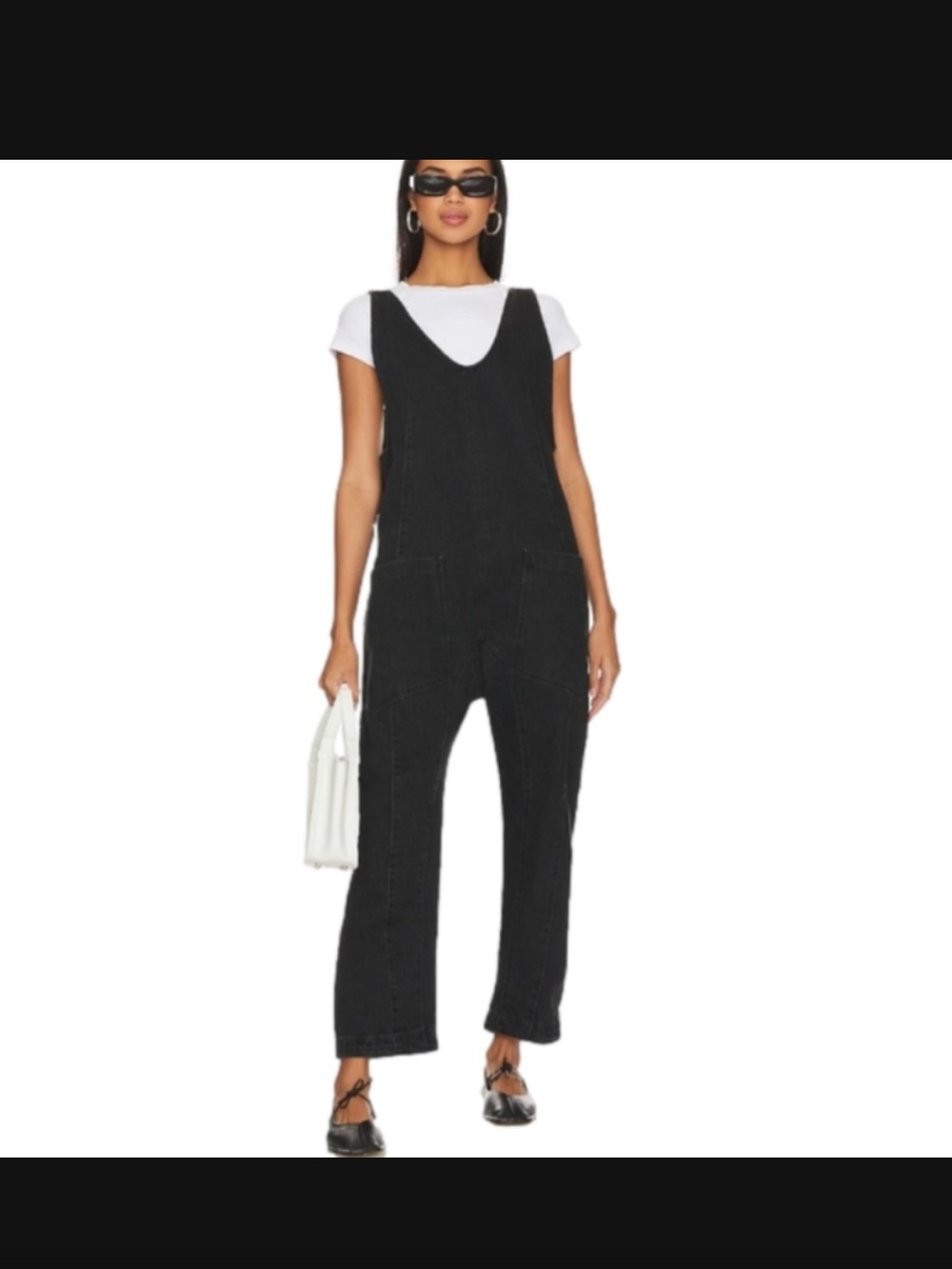 Free People Ribbed Velour Overalls Jumpsuit in Black • Size Small